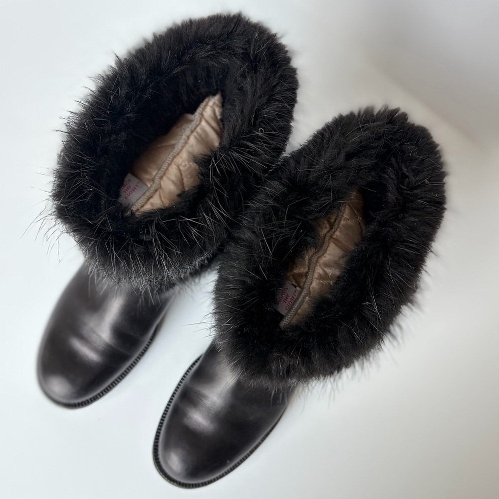 Louis Vuitton Black Fur Moto Boots with Leather Tassel Accents - Picture 8 of 11